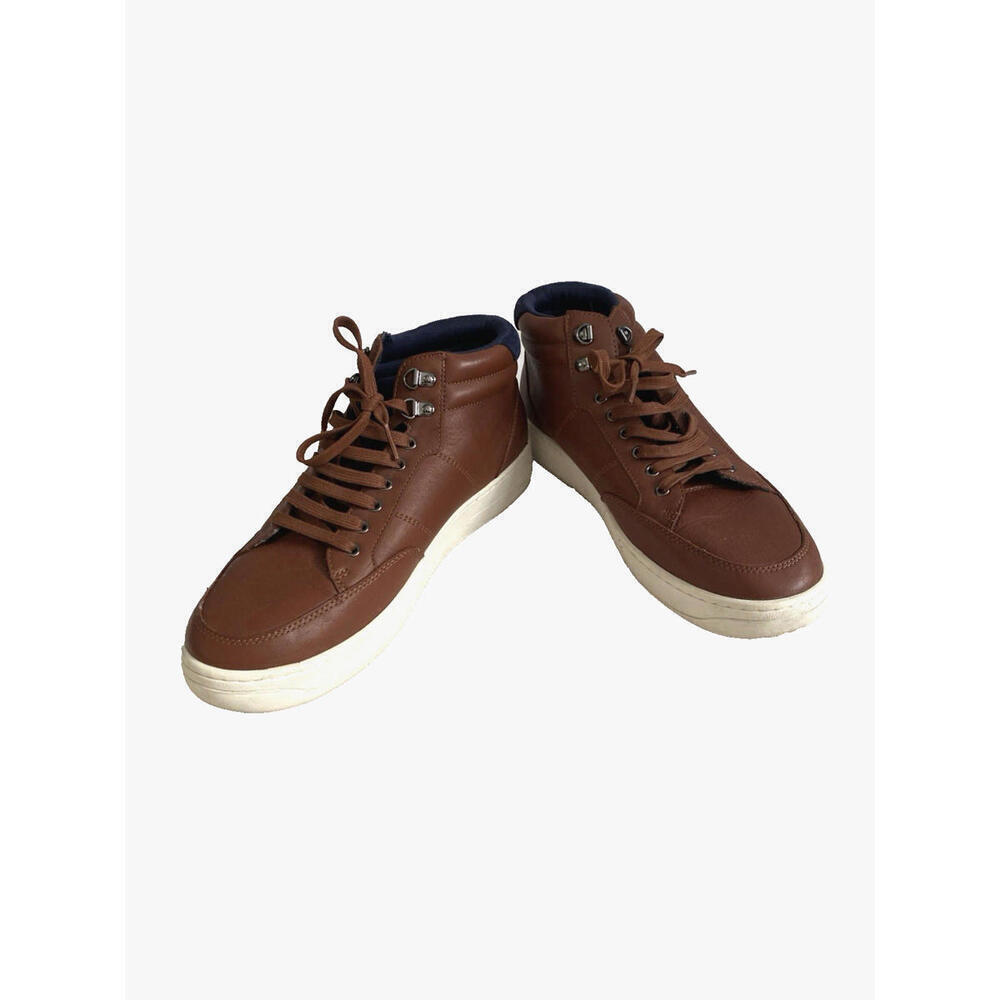 TED BAKER Men's Mallano Leather Sneakers Brown Blue SHOES EU 46 US 13 High top - Picture 2 of 9